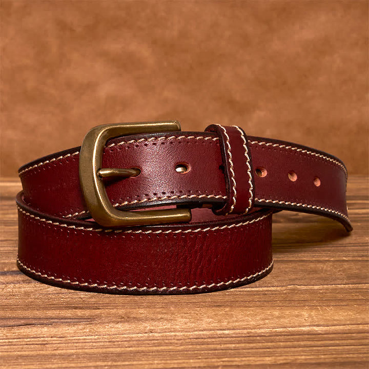 Ceinture en cuir de vachette cousue de luxe pour homme