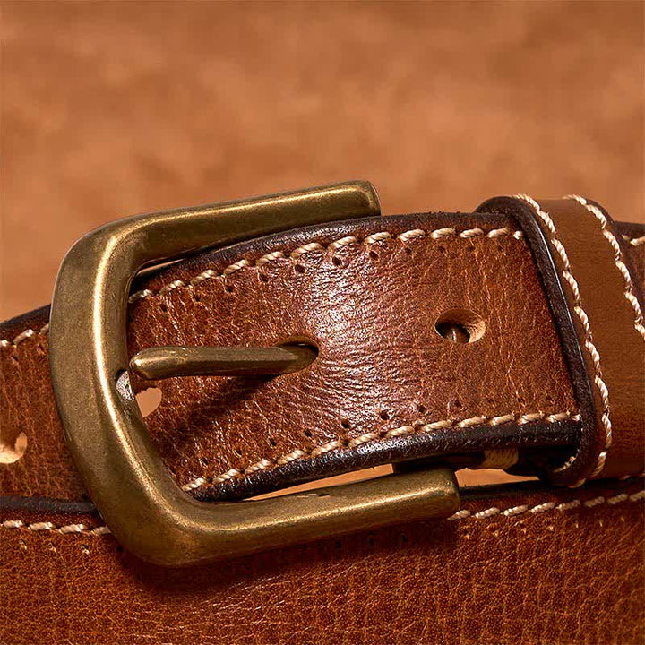 Ceinture en cuir de vachette cousue de luxe pour homme