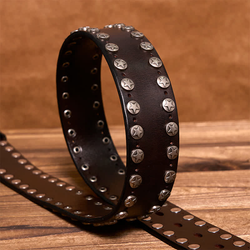 Ceinture en cuir cloutée faite main style punk biker