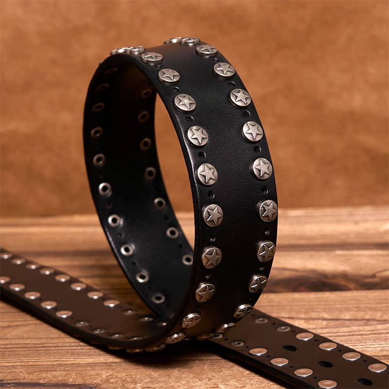 Ceinture en cuir cloutée faite main style punk biker