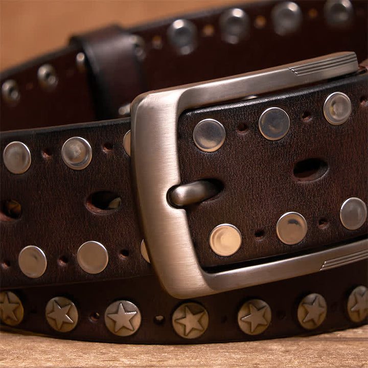 Ceinture en cuir cloutée faite main style punk biker