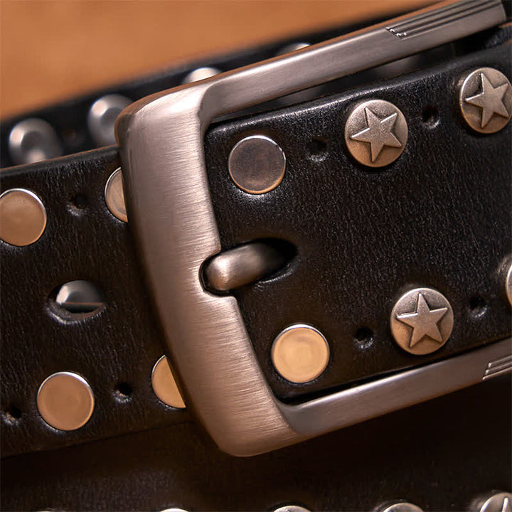 Ceinture en cuir cloutée faite main style punk biker