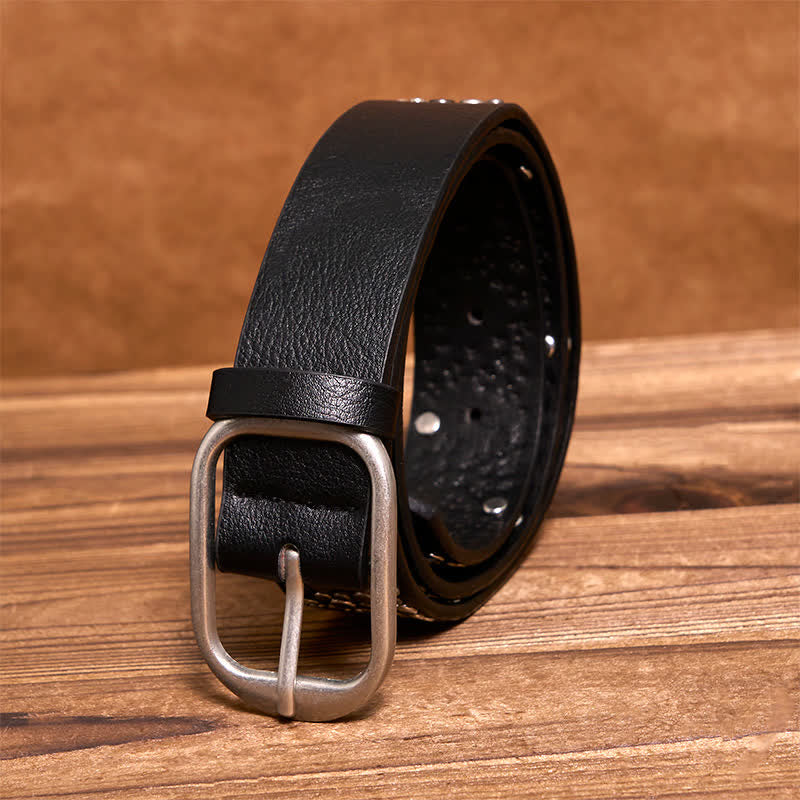 Ceinture en cuir cloutée à rivets ronds asymétriques punk