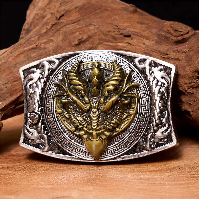 Ceinture en cuir pour homme avec couteau pliant caché et dragon à bec pointu