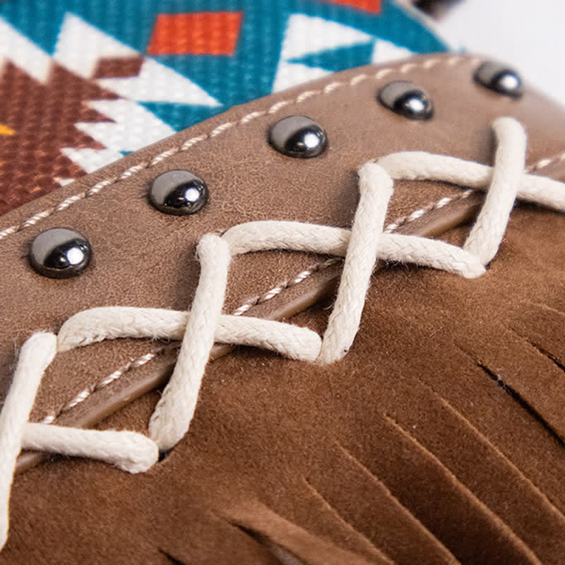 Sac bandoulière à franges aztèque bleu à motif western pour femme