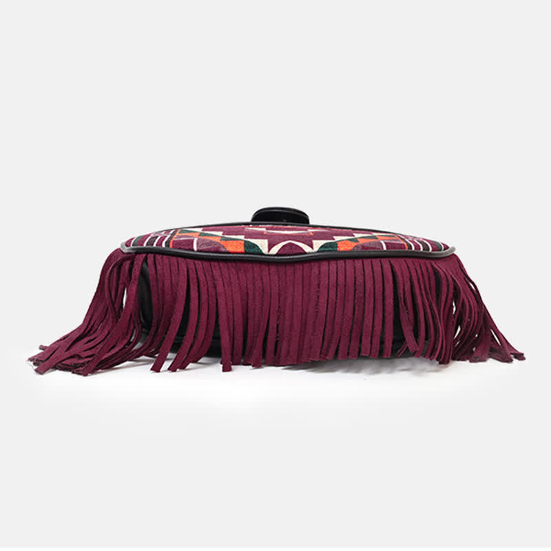 Sac bandoulière à franges pour femme à motifs aztèques