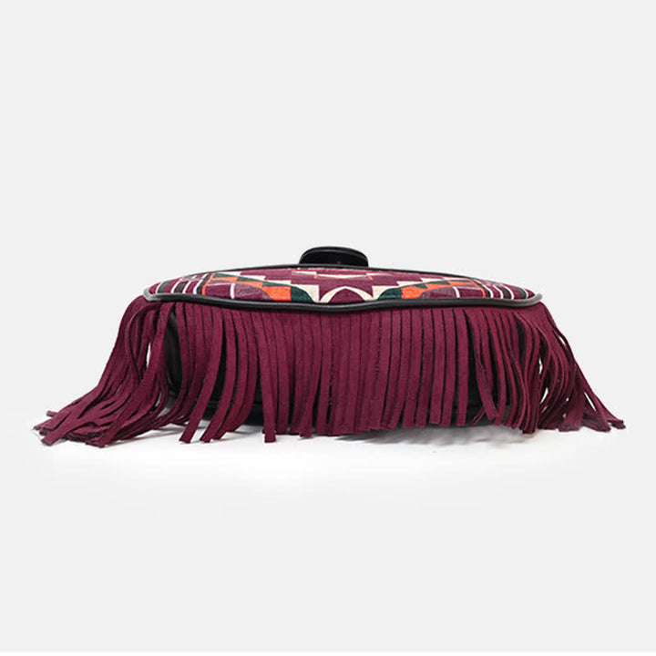Sac bandoulière à franges pour femme à motifs aztèques