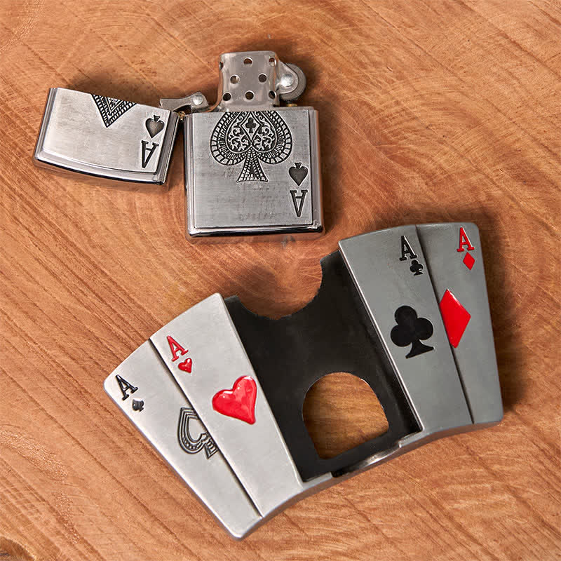 Ceinture en cuir pour homme avec briquet caché et motif poker 4 Aces DIY