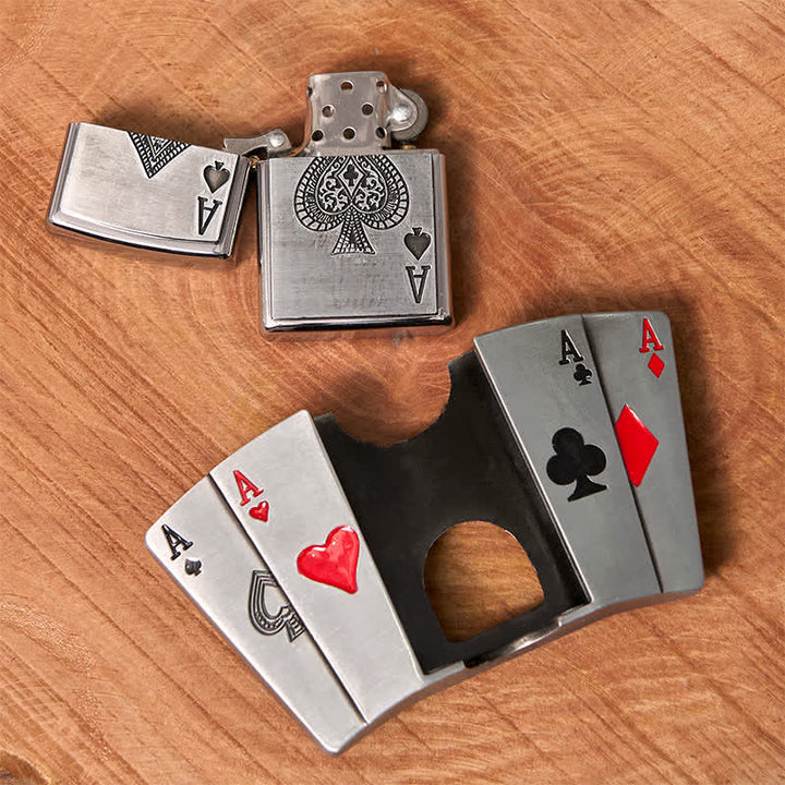 Ceinture en cuir pour homme avec briquet caché et motif poker 4 Aces DIY