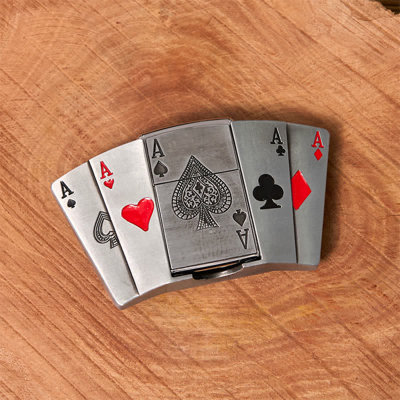 Ceinture en cuir pour homme avec briquet caché et motif poker 4 Aces DIY