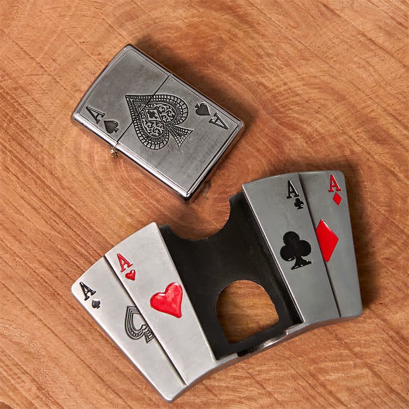 Ceinture en cuir pour homme avec briquet caché et motif poker 4 Aces DIY