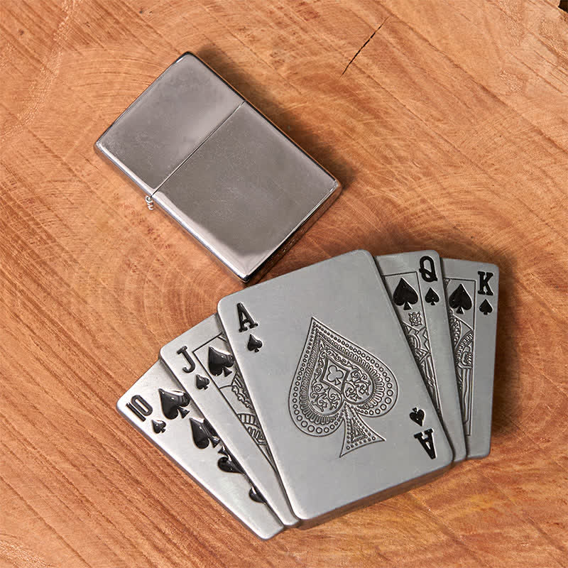 Ceinture en cuir argentée Royal Flush DIY pour homme avec briquet caché