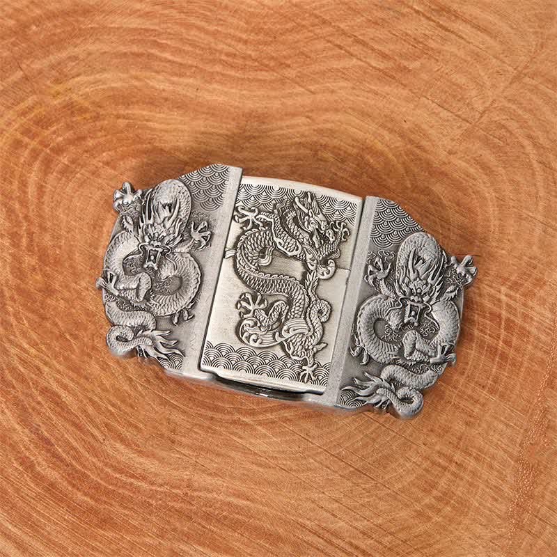 Ceinture en cuir à triple dragon pour homme avec briquet caché