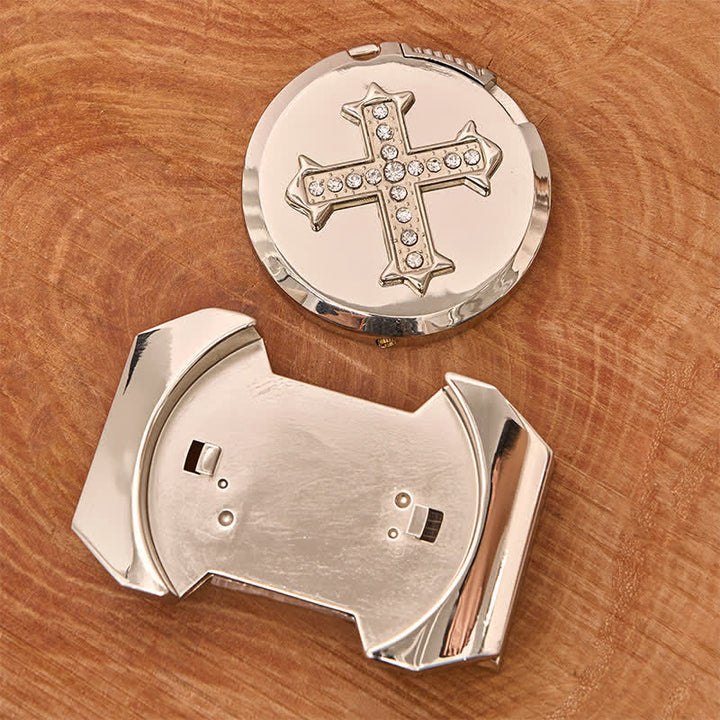 Ceinture en cuir bronze à strass pour homme avec briquet caché