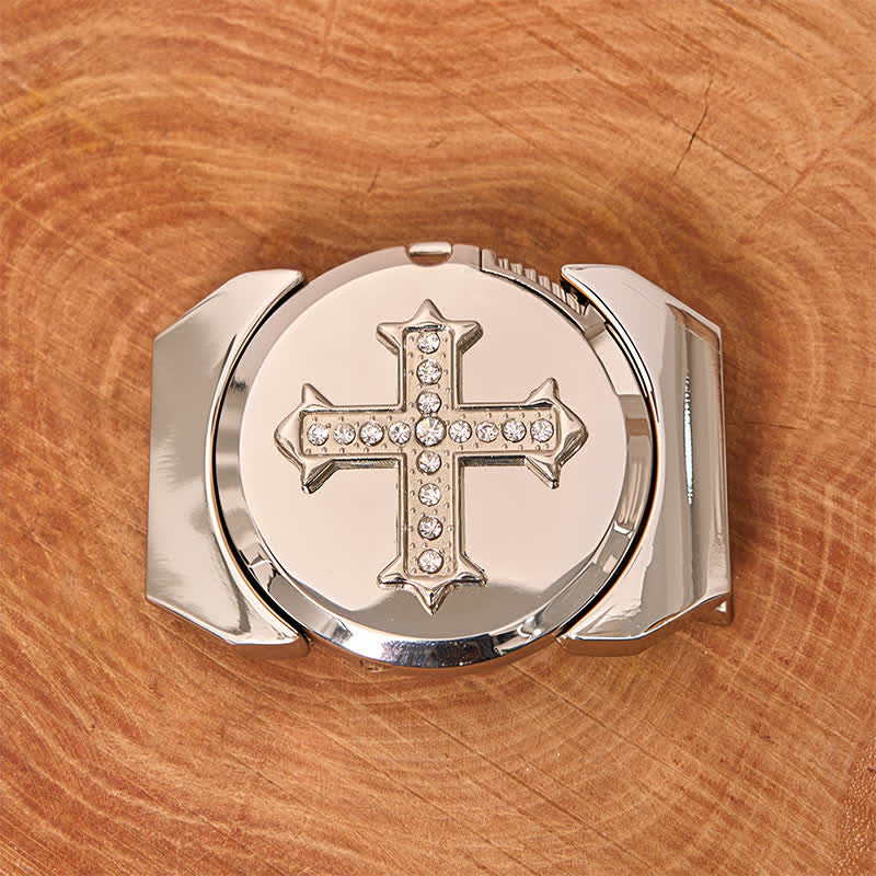 Ceinture en cuir bronze à strass pour homme avec briquet caché