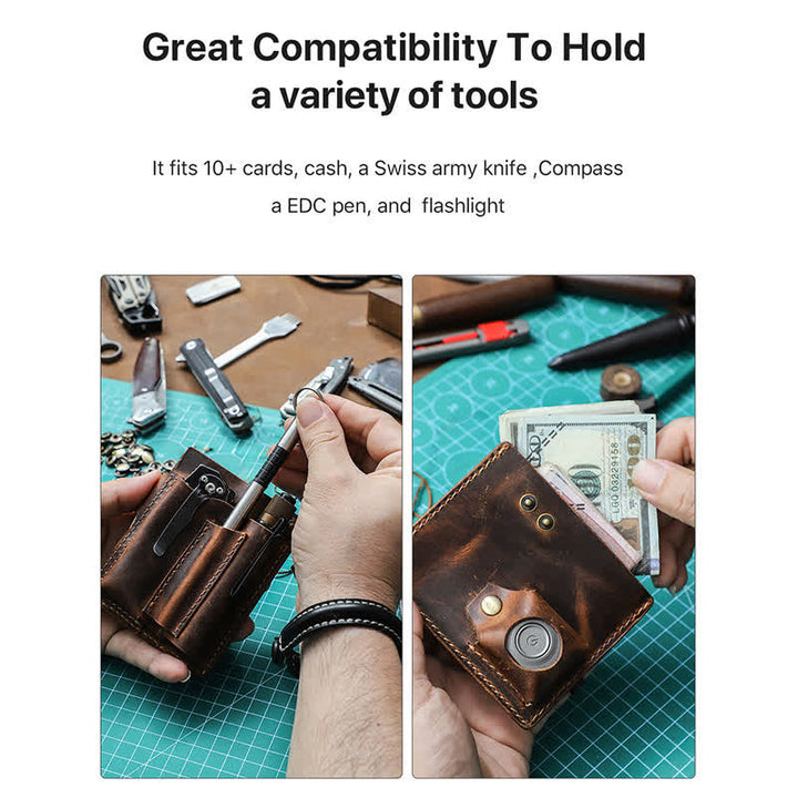 Sac de ceinture en cuir avec organiseur de poche pour portefeuille EDC personnalisé - image 5