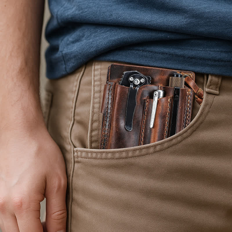 Sac de ceinture en cuir avec organiseur de poche pour portefeuille EDC personnalisé - image 2