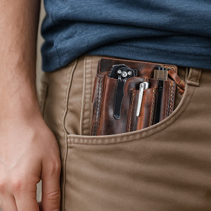 Sac de ceinture en cuir avec organiseur de poche pour portefeuille EDC personnalisé - image 2