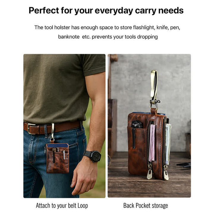 Sac à outils fonctionnel en cuir avec grande boucle à crochet - image 5