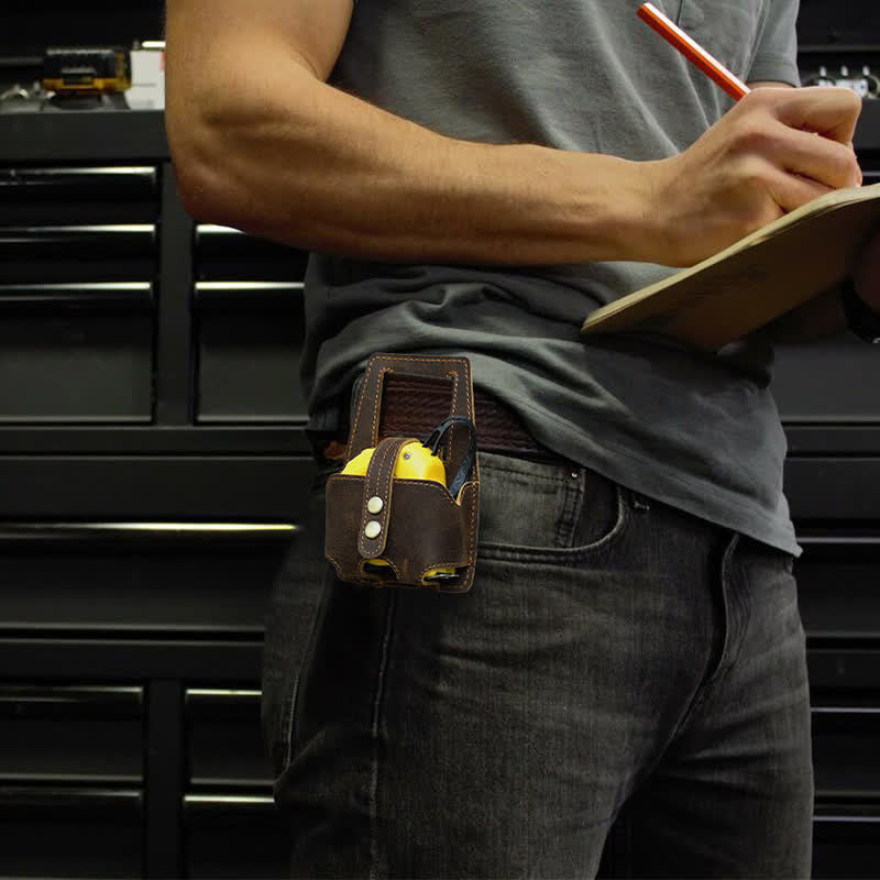 Sac ceinture en cuir avec étui doseur en acier de 5 m pour café - image 2