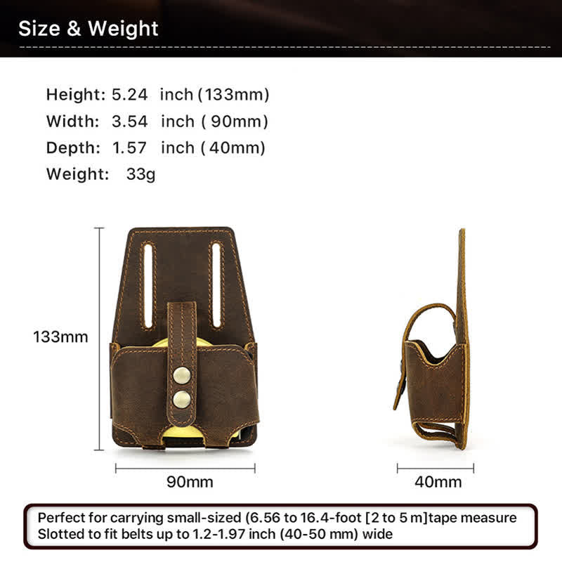 Sac ceinture en cuir avec étui doseur en acier de 5 m pour café - image 7