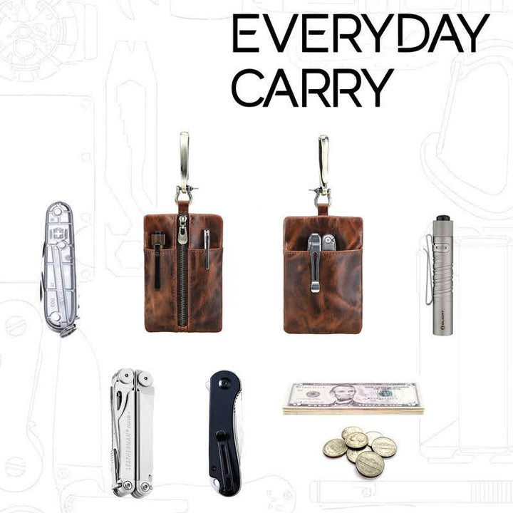 Sac ceinture en cuir pour outils d'extérieur avec grande boucle à crochet - image 7