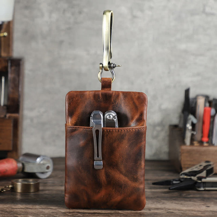 Sac ceinture en cuir pour outils d'extérieur avec grande boucle à crochet - image 3