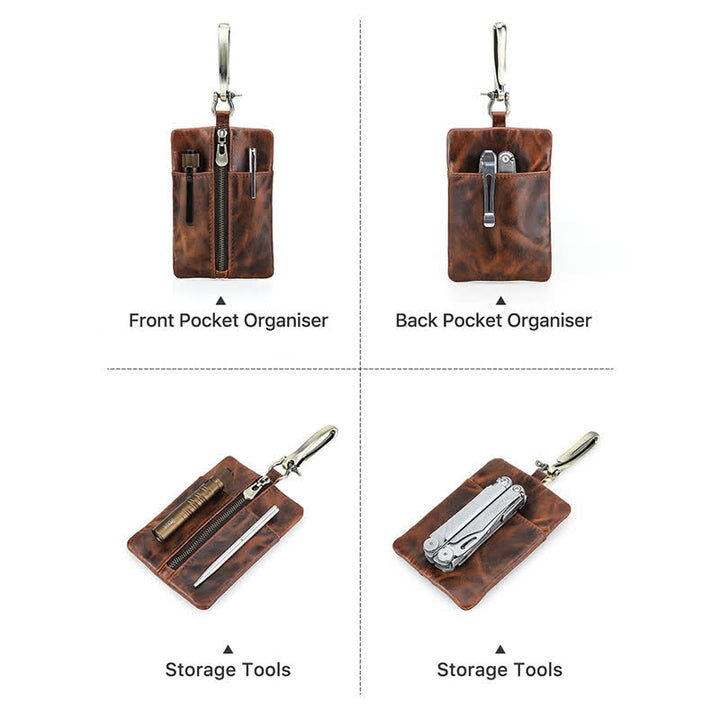 Sac ceinture en cuir pour outils d'extérieur avec grande boucle à crochet - image 9