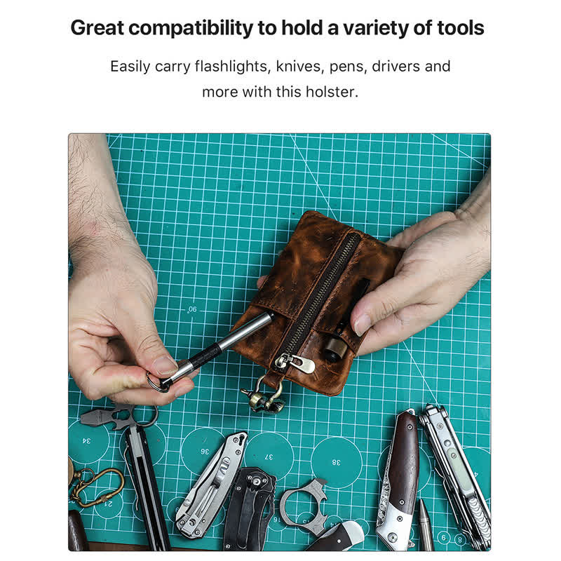 Sac ceinture en cuir pour outils d'extérieur avec grande boucle à crochet - image 5