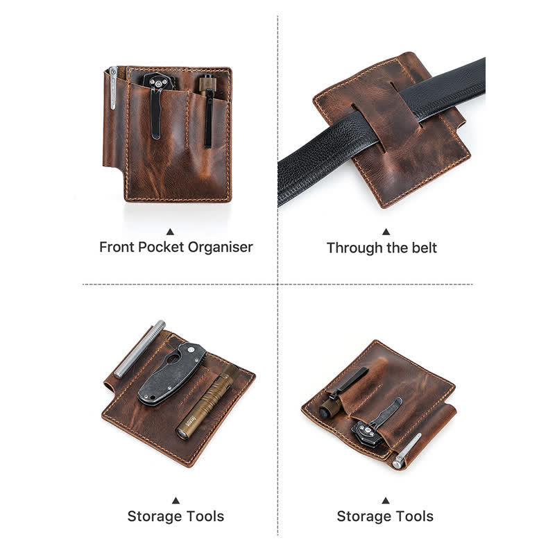 Sac ceinture organiseur de poche rétro en cuir EDC - image 9