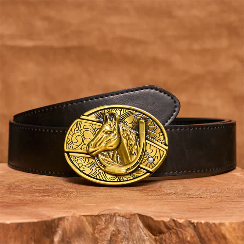 Ceinture en cuir pour homme avec couteau pliant caché en bronze et tête de cheval - Serpent - Ceinture en PU noir - 42 - image 5