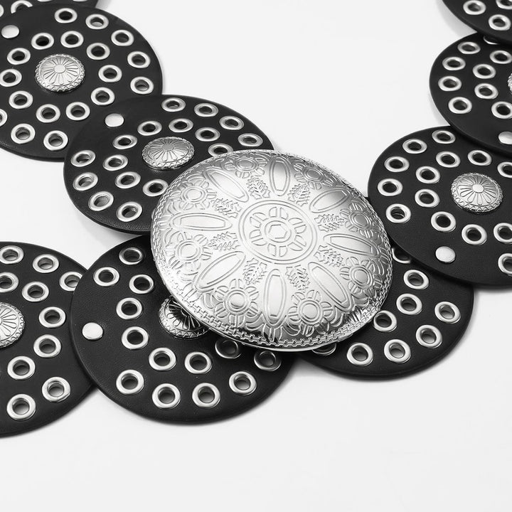 Ceinture en cuir pour femme au design rétro rond et creux - image 4