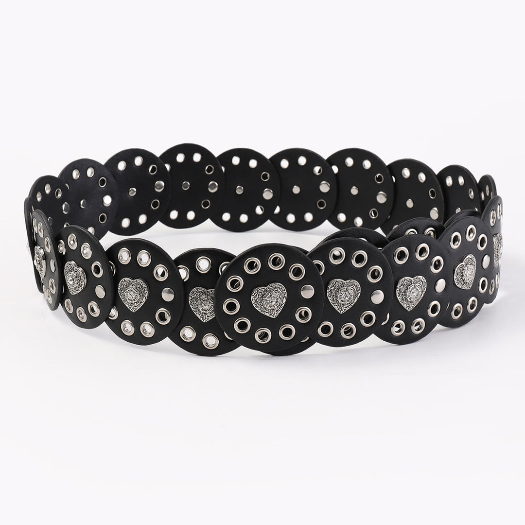 Ceinture en cuir pour femme, ronde et creuse, noire et marron rougeâtre - image 5