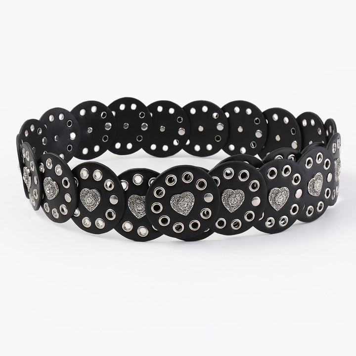 Ceinture en cuir pour femme, ronde et creuse, noire et marron rougeâtre - image 5