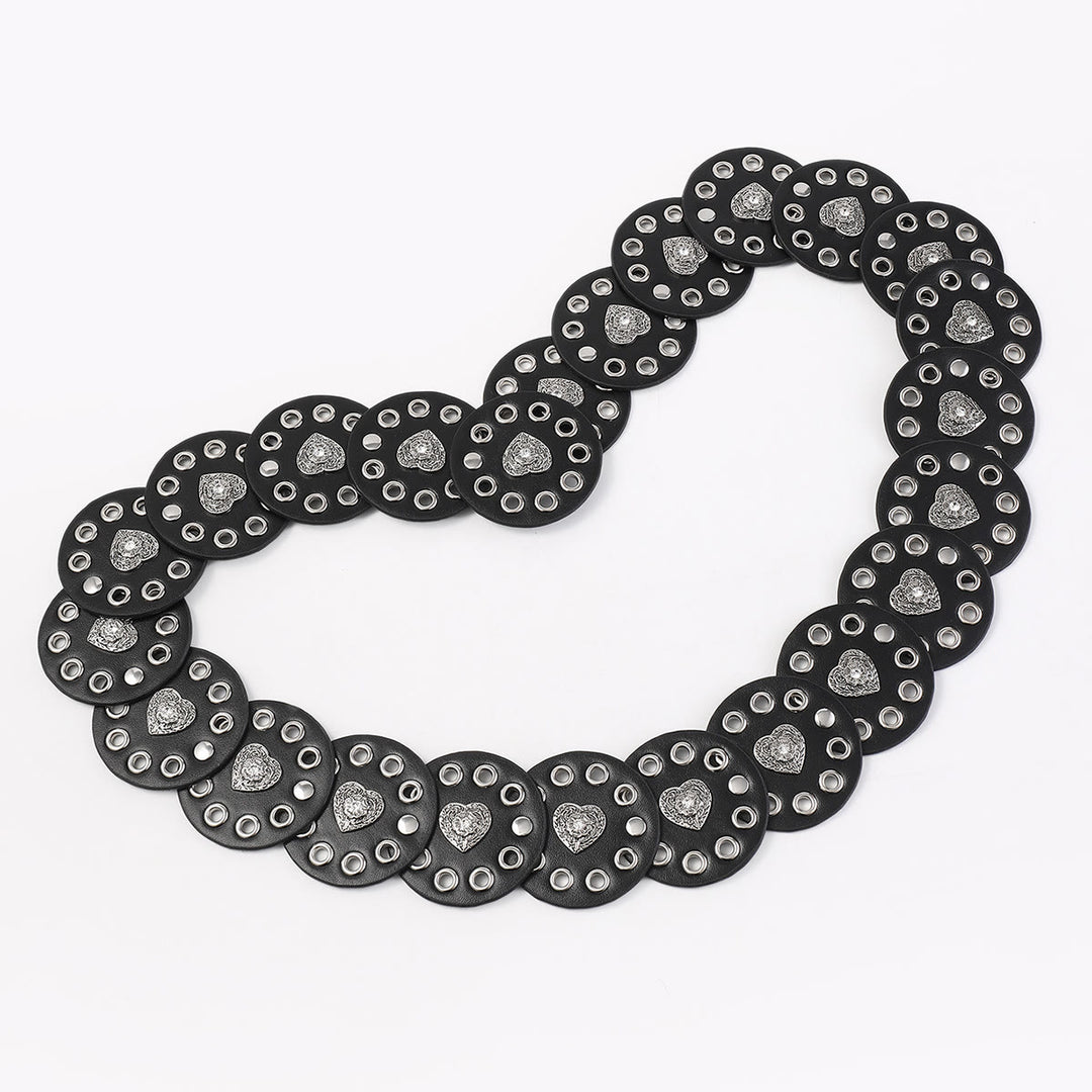 Ceinture en cuir pour femme, ronde et creuse, noire et marron rougeâtre - image 3