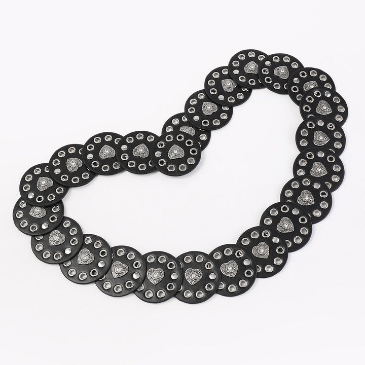 Ceinture en cuir pour femme, ronde et creuse, noire et marron rougeâtre - image 3