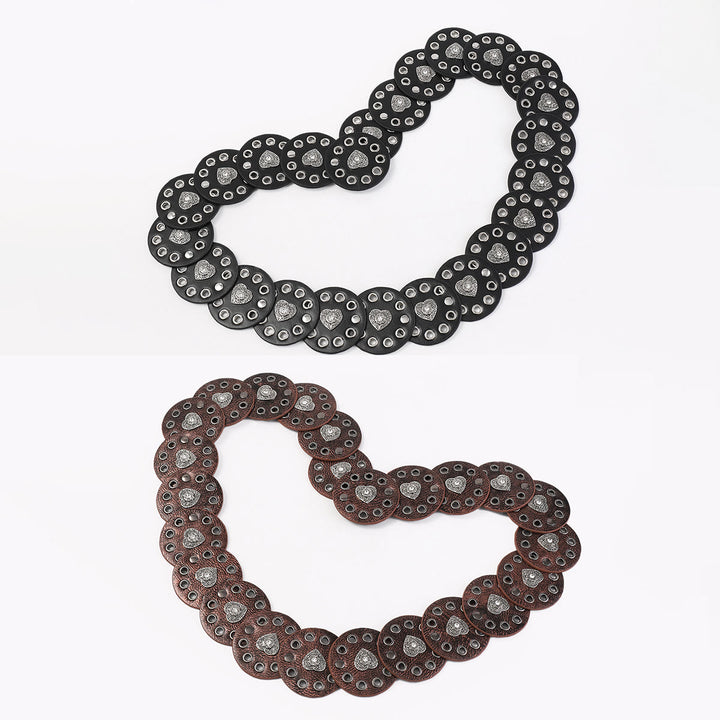 Ceinture en cuir pour femme, ronde et creuse, noire et marron rougeâtre - image 6