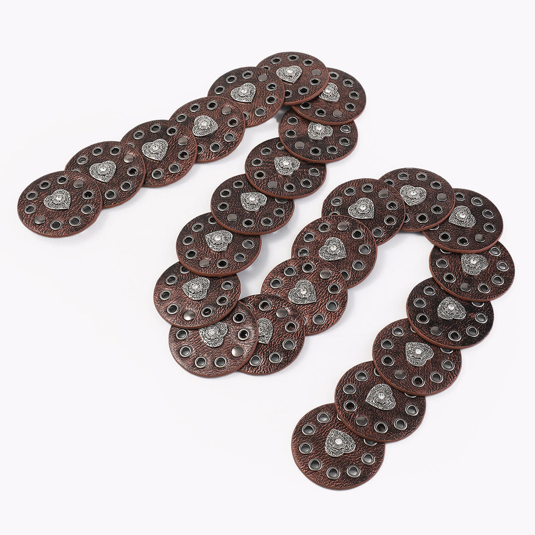 Ceinture en cuir pour femme, ronde et creuse, noire et marron rougeâtre - image 8