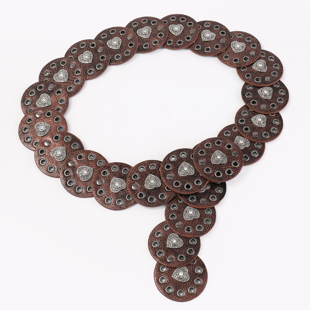 Ceinture en cuir pour femme, ronde et creuse, noire et marron rougeâtre - image 9