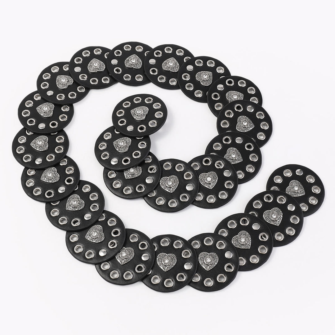 Ceinture en cuir pour femme, ronde et creuse, noire et marron rougeâtre - image 7