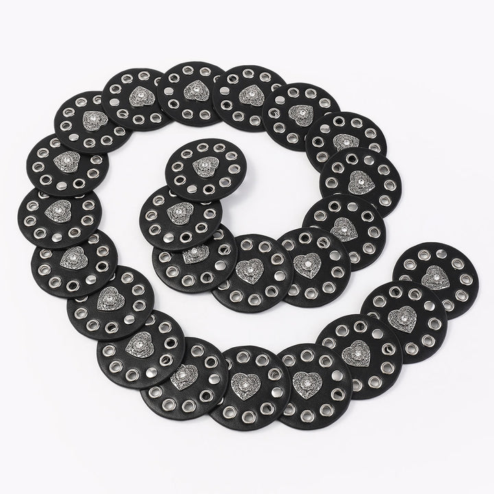 Ceinture en cuir pour femme, ronde et creuse, noire et marron rougeâtre - image 7