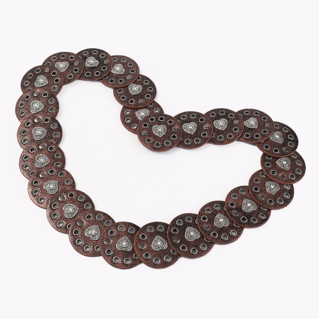 Ceinture en cuir pour femme, ronde et creuse, noire et marron rougeâtre - image 4