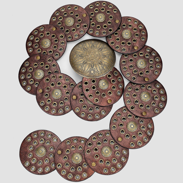 Ceinture en cuir pour femme, style rétro occidental, creuse et exagérée - Brun - image 2