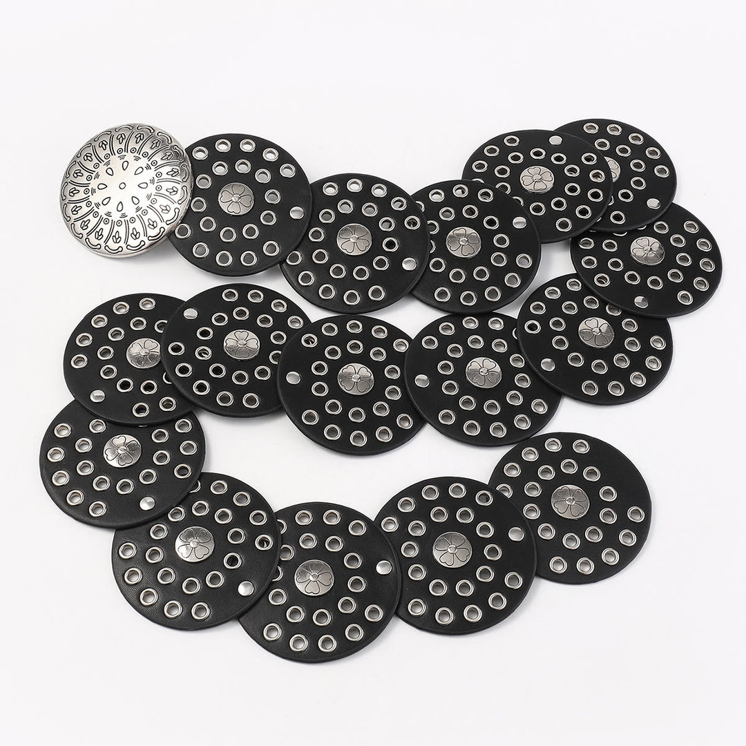 Ceinture en cuir pour femme avec disque argenté creux de style occidental - image 5