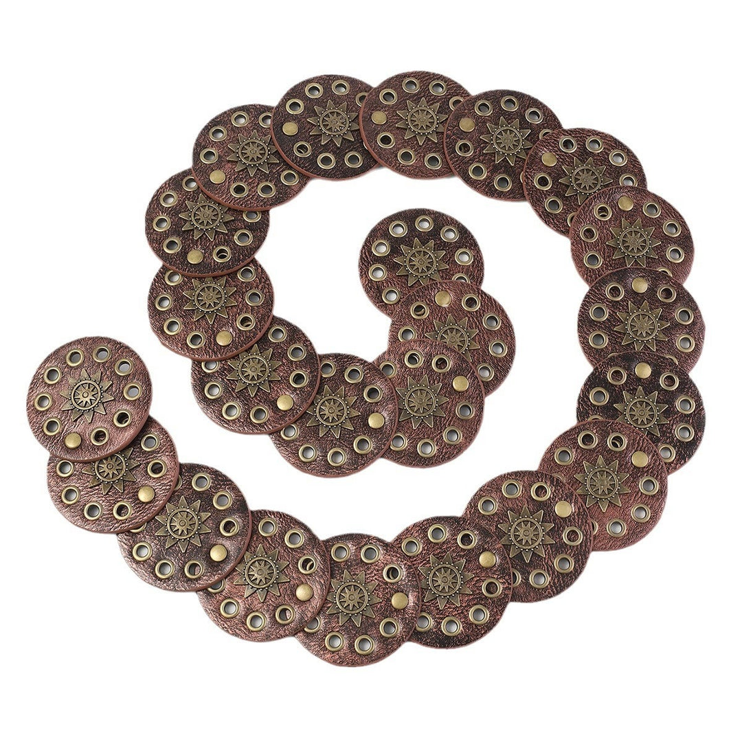 Ceinture en cuir pour femme, style rétro, creuse et circulaire, couleur café - image 4