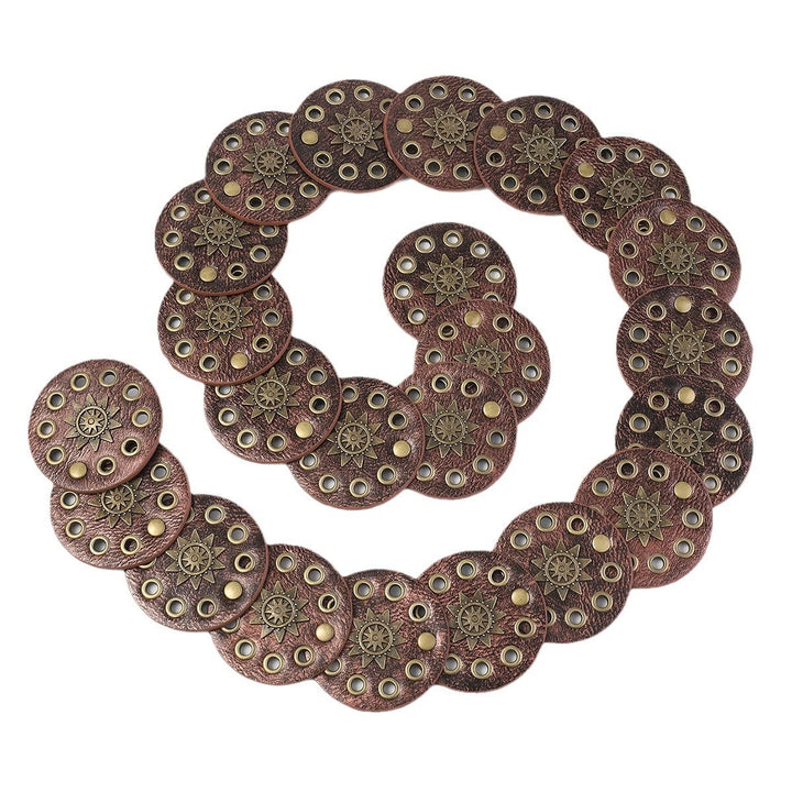 Ceinture en cuir pour femme, style rétro, creuse et circulaire, couleur café - image 4