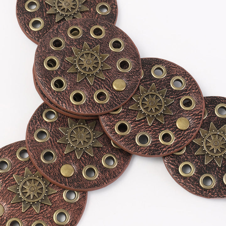 Ceinture en cuir pour femme, style rétro, creuse et circulaire, couleur café - image 5