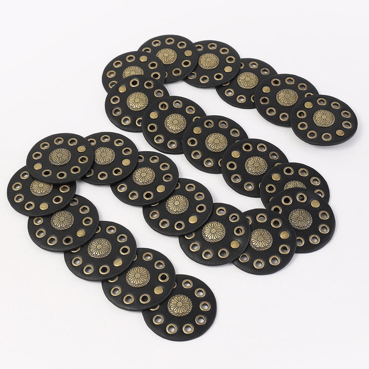 Ceinture en cuir noire circulaire rétro creuse pour femme - image 4