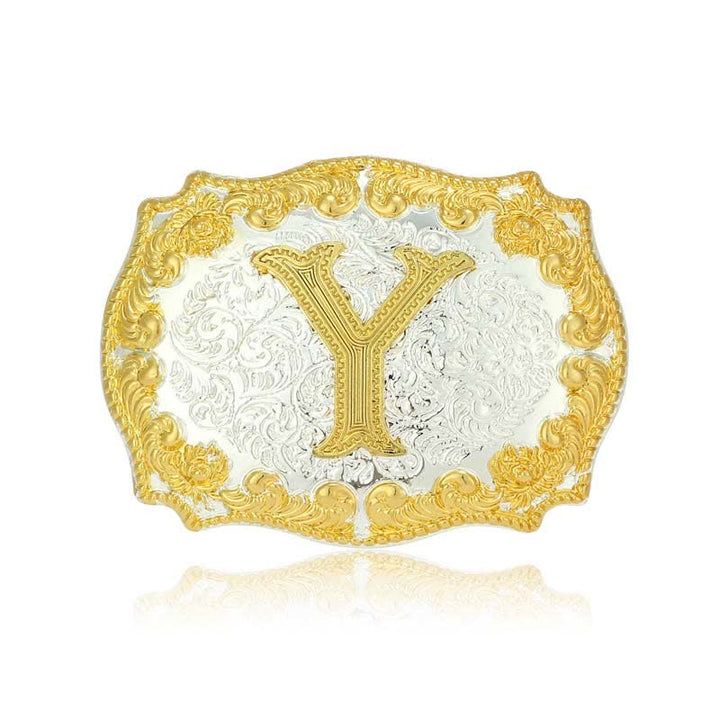 Ceinture en cuir pour homme avec boucle initiale dorée - Y - Sans ceinture - image 30