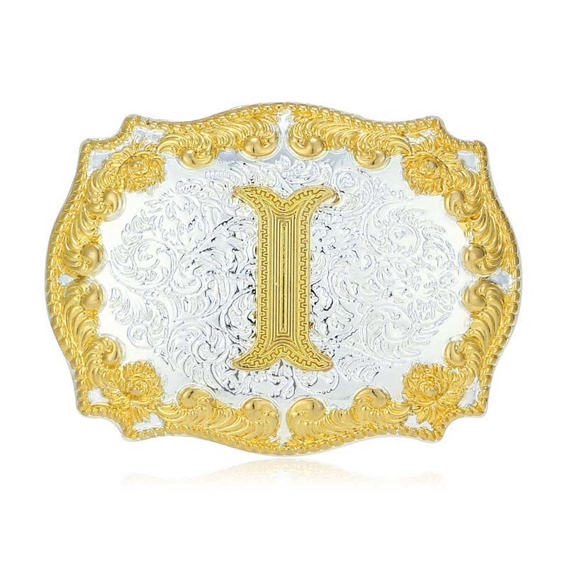 Ceinture en cuir pour homme avec boucle initiale dorée - I - Sans ceinture - image 14